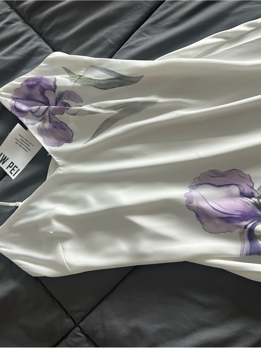 JW PEI Ivory Maxi Slip Dress with Lavender Floral Print New - Picture 4 of 5